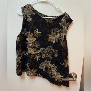 Liz Claiborne Black and Gold Floral Blouse